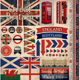 Great Britain - scrapbook stickers 30,5x30,5 cm