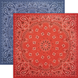 Bandana Red Blue Bohemian Scrapbookpapier 30.5x30.5cm – Dubbelzijdig Design