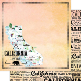 California - Postage Map dubbelzijdig 12x12 Paper