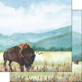 Buffalo's Bisons links & rechts - 30.5x30.5 cm - dubbelzijdig scrapbook papier