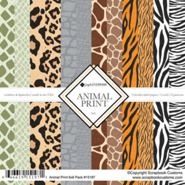 Scrapbookpapier Animal Print 6x6 inch – 12 Vellen voor Kaarten & Journaling