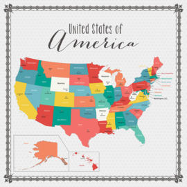 United States of America Memories Map - Dubbelzijdig bedrukt scrapbook papier 30.5 x 30.5 cm