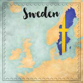 Zweden / Sweden Map Sights- dubbelzijdig scrapbook papier 30.5 x 30.5 centimeter
