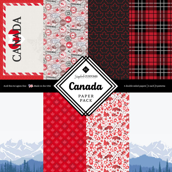 Canada Scrapbookpapier – 6×6 inch dubbelzijdige vellen (8 ontwerpen, 2x4 vellen)