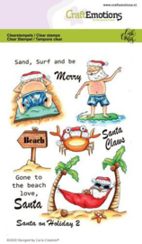 Santa on Holiday 2 Clearstamps CraftEmotions Carla Creaties