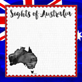 Australië Flag Sights Postzegel Rand - Scrapbook Papier 12 x 12 inch