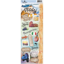 Italië Scrapbook thema decoratie stickers op verzamelvel 33 x 12 cm