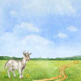 Geit / Goat -  watercolor - 30.5x30.5 cm - scrapbookpapier