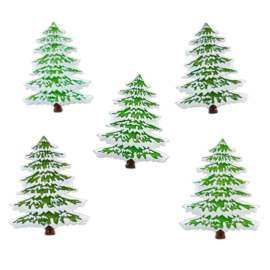 Winter - Besneeuwde kerstbomen - splitpen decoratie zakje 12 stuks