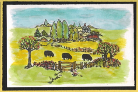 Landschappen  met schapen / Sheep scene-it - clear stempelset - 15 x 20 cm
