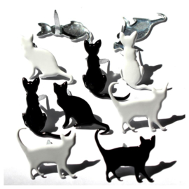 Dieren - Katten in silhouette  12 stuks thema splitpennen