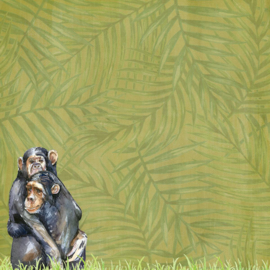 chimpansees watercolor 30.5x30.5 cm dubbelzijdig papier