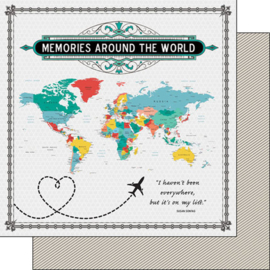 Scrapbookpapier Wereldkaart – Dubbelzijdig – 30,5 x 30,5 cm