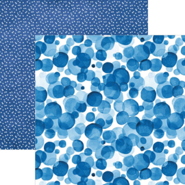 Dubbelzijdig Blauw Knutselpapier met Waterverf Stippen