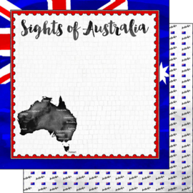 Australië Flag Sights Postzegel Rand - Scrapbook Papier 12 x 12 inch