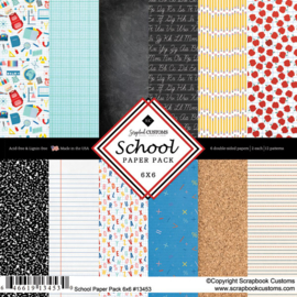 School - Scrapbook Papier – 12 Vellen 6x6 inch Schoolthema