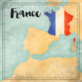 France Map Sights- scrapbook papier