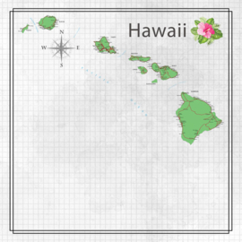 Hawaii - Adventure Mapl  - dubbelzijdig 12x12 scrapbookpapier