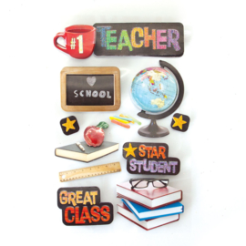 School Teacher hobby stickers met 3d effect op een handig verzamelvel