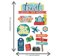 Travel thema scrapbook stickers met 3d effect