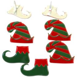 Kerst - Elfen mutsen-sokjes  - splitpen decoratie - zakje 12 stuks