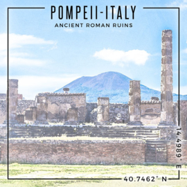 Italy Pompeï Ancient Roman Ruins - Coordinates Map - scrapbook papier