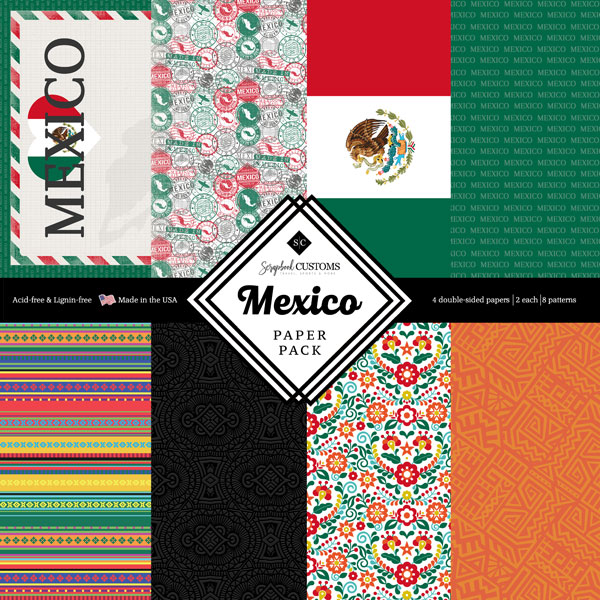 Mexico Scrapbookpapier – 6x6 inch Dubbelzijdige Papierpakken (4 vellen, elk 2 designs)