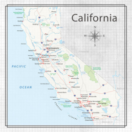 California - Aventure Map 12x12 Paper