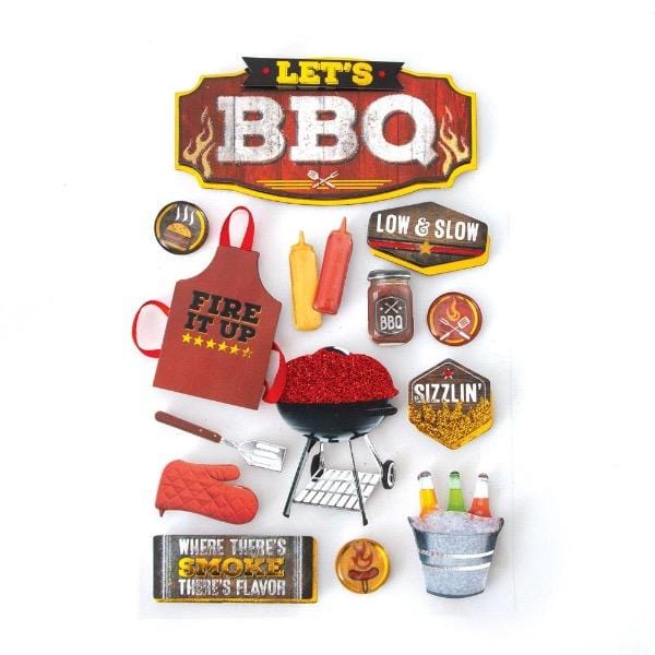 BBQ 3D Stickerset – Hobby Stickers met Grill Thema voor Kaarten & Scrapbooking