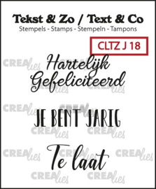 Jarig 18 / Crealies Clearstamp / Tekst&Zo (NL)