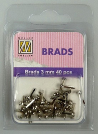 Brads Zilver 3 mm – 40 Stuks – Nellie Snellen Splitpennen