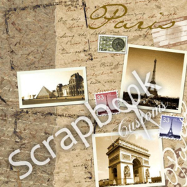 Paris met sepia foto's - scrapbookpapier 30.5 x 30.5 centimeter