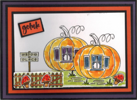 Halloween - Pumpkin House - Pompoen / thema stempels / A6 formaat