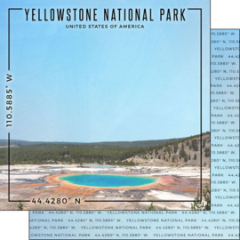 Yellowstone NP Grand Prismatic Coordinates - dubbelzijdig scrapbook customs - 12x12 inch