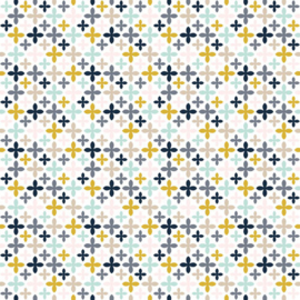 Navy Mustard Scrapbookpapier 15x15 cm – 12 Vellen met Dubbelzijdige Designs