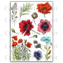 Klaprozen / Poppies - Clear Stempelset voor DIY Kaarten 14,8 x 21 cm.