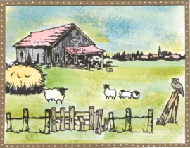 Rustieke Natuur Stempelset Old Barn - Creëer Betoverende Landschappen  10 x 20 cm