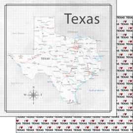 Texas - Adventure Map - 12x12 scrapbookpapier