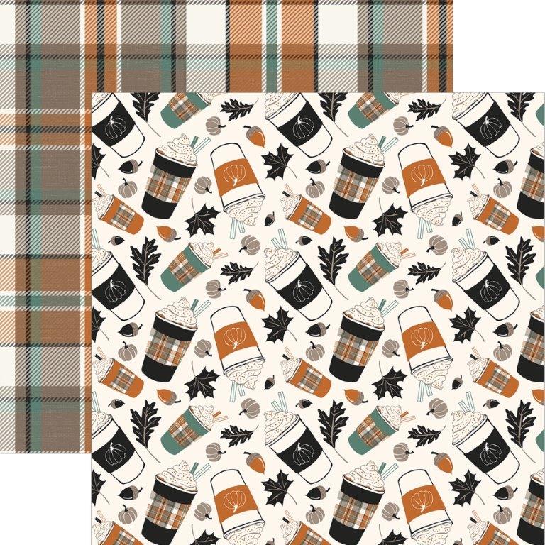 Scrapbookpapier Herfst – Pumpkin Spice Coffee & Plaid – 12×12 inch | Paper House