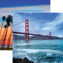 California Golden Gate / kust met palmbomen - dubbelzijdig papier 30.5 x 30.5 cm