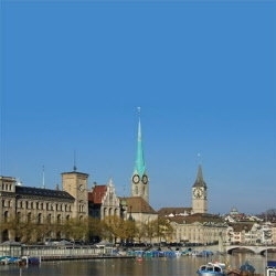 Zwitserland Zurich Meer met 2 Kerken scrapbook papier