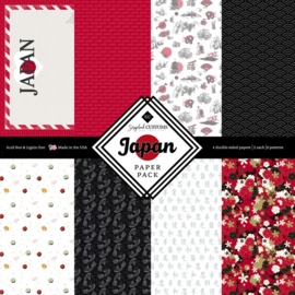 Japan Scrapbook Papier – 2 sets van  4 dubbelzijdig bedrukte  vellen = 8 dessins