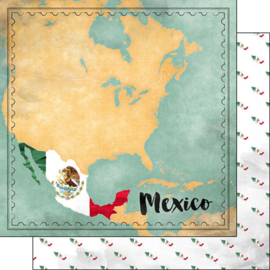 Mexico Map Sights- scrapbook papier