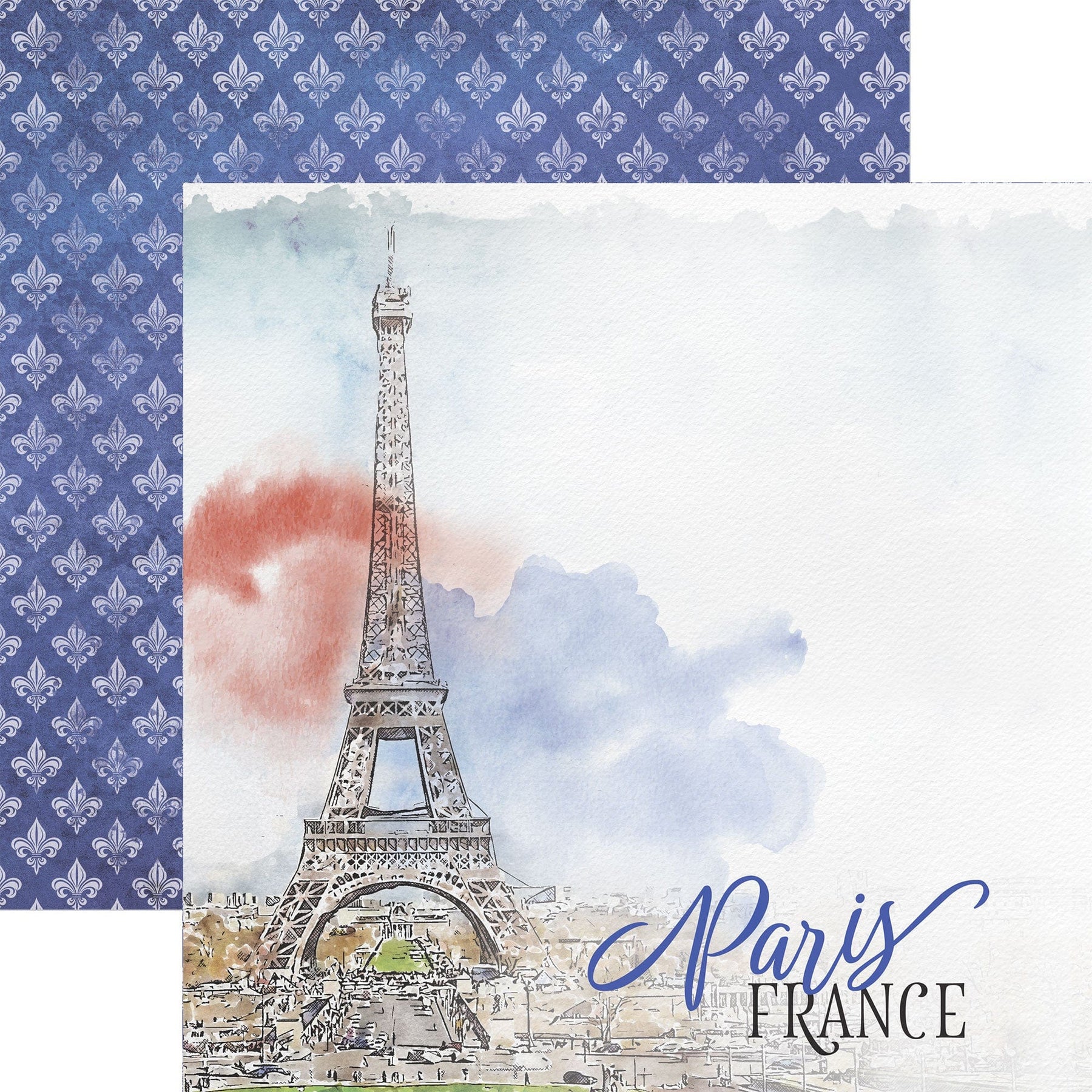 Paper House 12×12 Scrapbookpapier – Eiffel Tower Watercolor