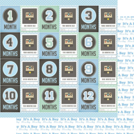 Baby Boy  - The first 12 months - dubbelzijdig scrapbookpapier - 30.5 x 30.5 cm