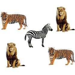 Zebra/Lion/Tiger -  splitpen decoratie - zakje 12 stuks