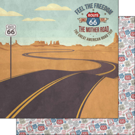 Route 66 Roadtrip - Dubbelzijdig bedrukt Scrapbook Papier 12x12