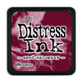 Mini Distress inkt - Aged Mahogany - waterbased dye ink / inkt op waterbasis - 3x3 cm