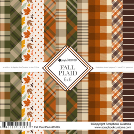 Fall Plaid Scrapbookpapier – Herfst Ruitjes & Bladeren (12 vellen)