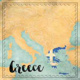 Greece Map Sights- dubbelzijdig scrapbook papier